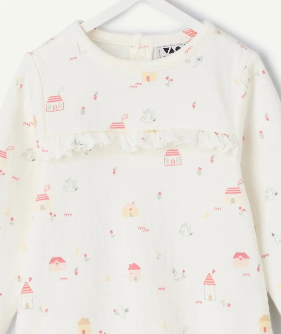 Pyjama coton bébé fille imprimé coton blanc