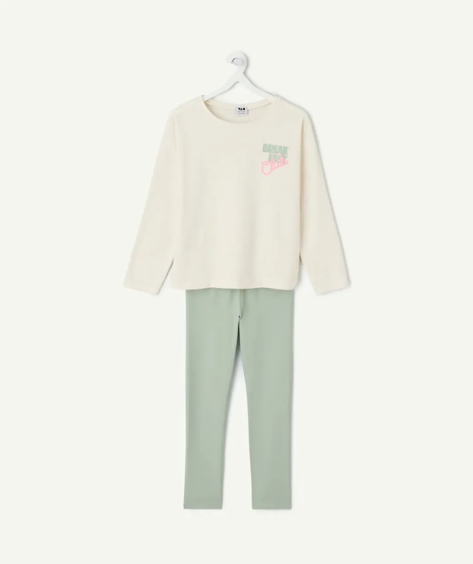 Pyjama coton fille blanc imprimé
