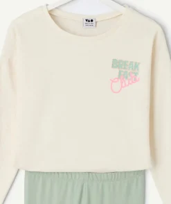 Pyjama coton fille blanc imprimé