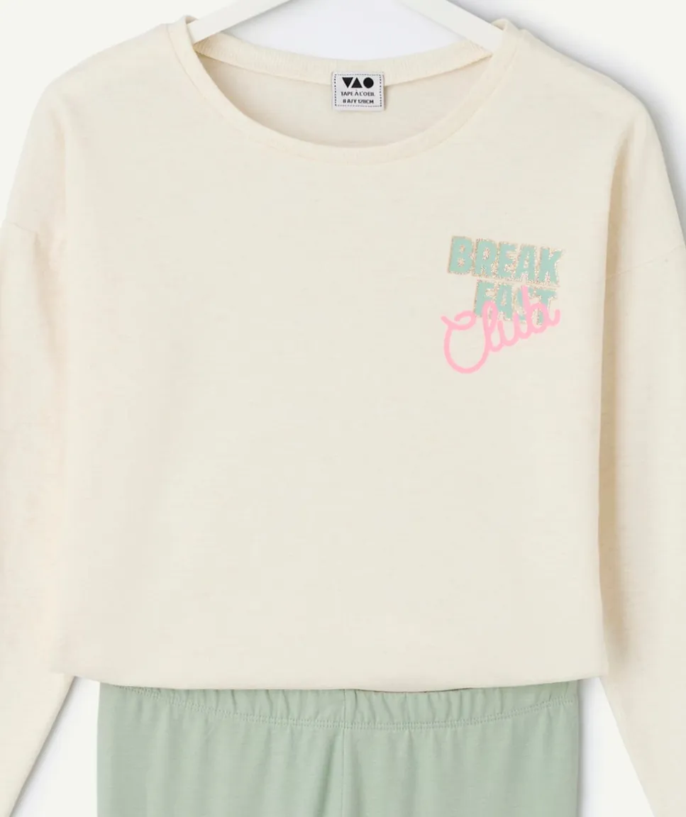 Pyjama coton fille blanc imprimé