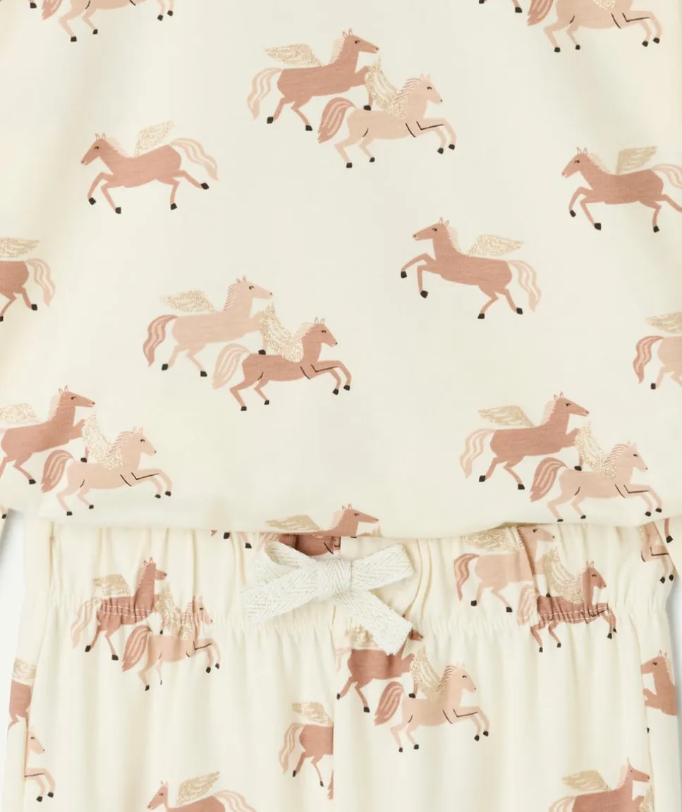 Pyjama coton fille imprimé chevaux