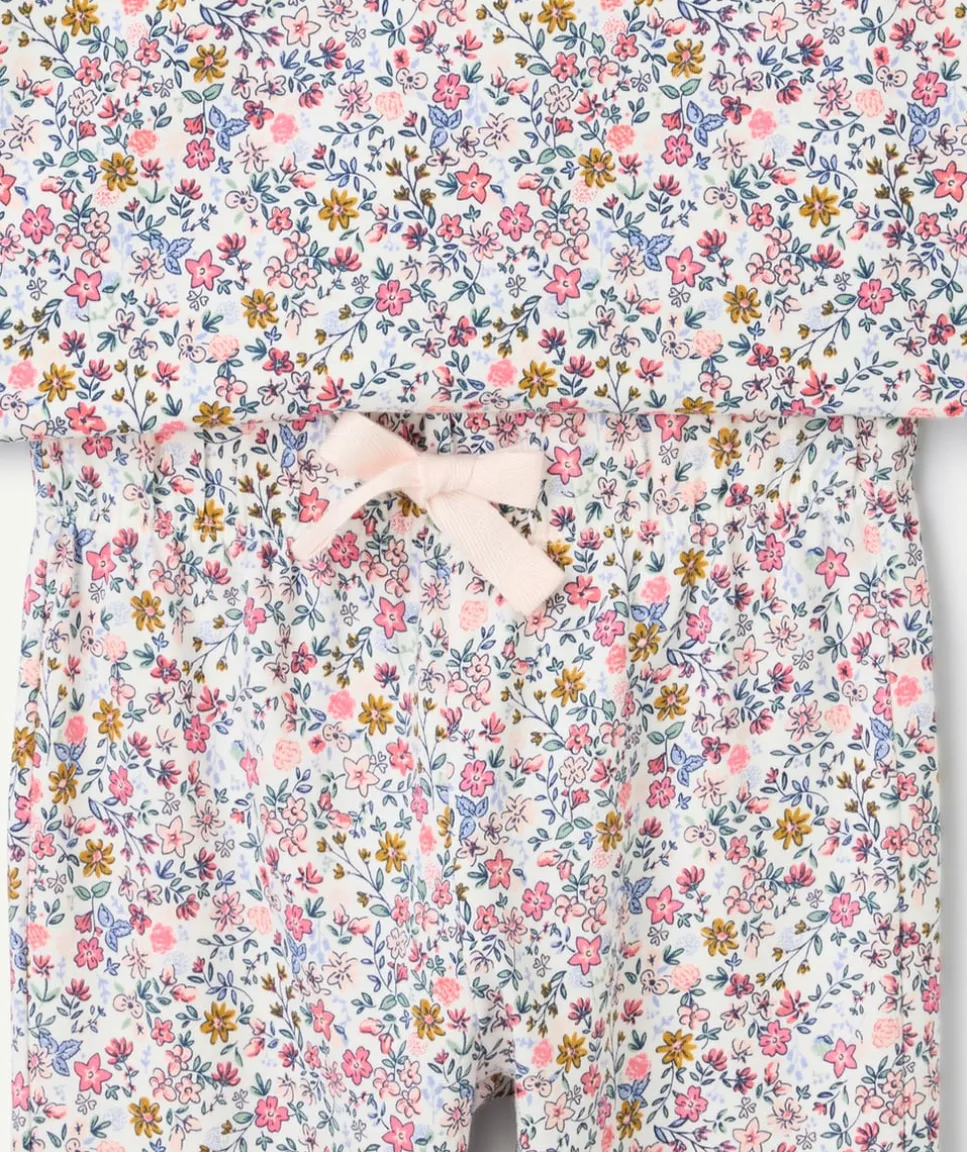 Pyjama coton fille imprimé floral rose