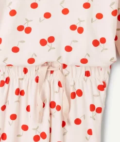 Pyjama coton fille rose imprimé cerises