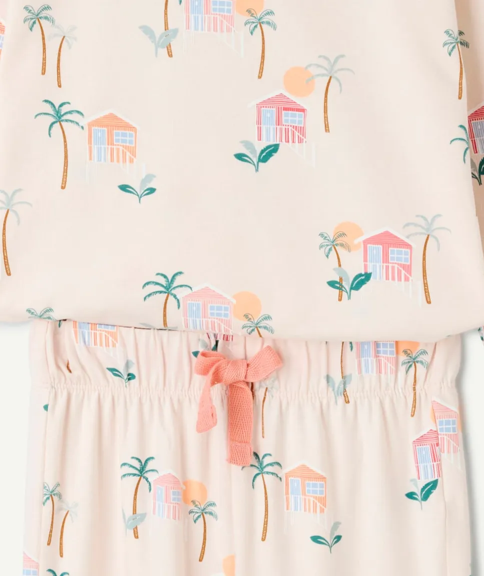 Pyjama coton fille rose imprimé