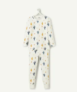 Pyjama coton garçon écru motifs cactus et lunes