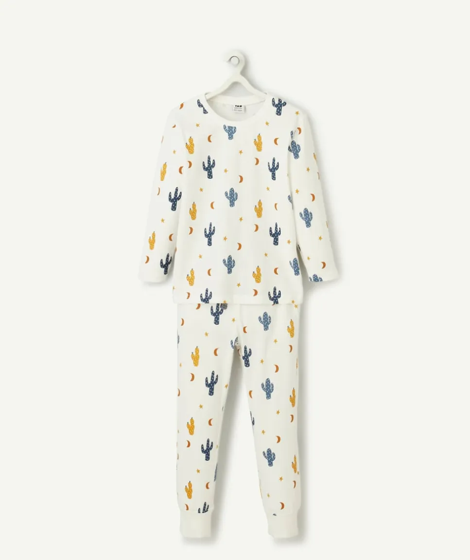 Pyjama coton garçon écru motifs cactus et lunes