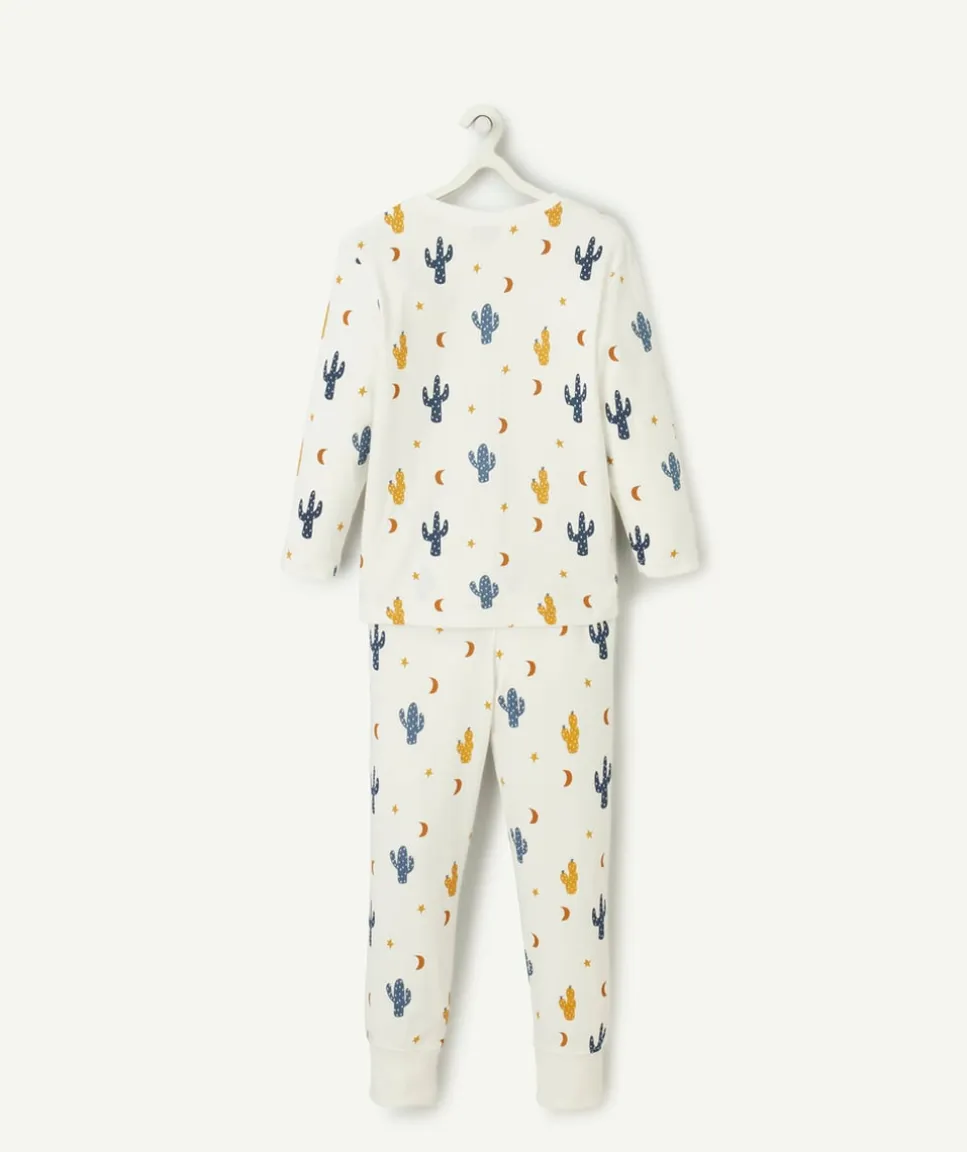 Pyjama coton garçon écru motifs cactus et lunes