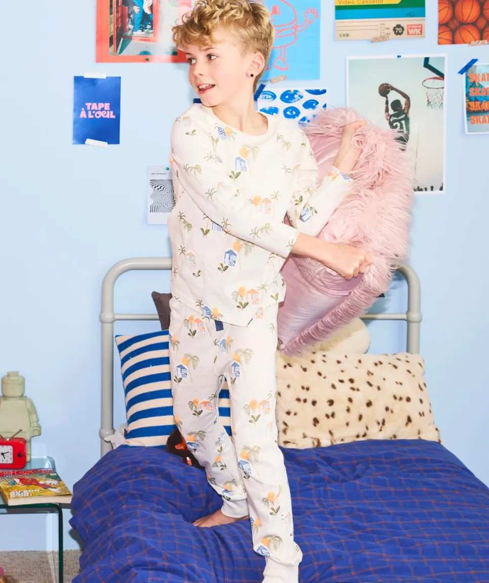 Pyjama coton garçon imprimé beige
