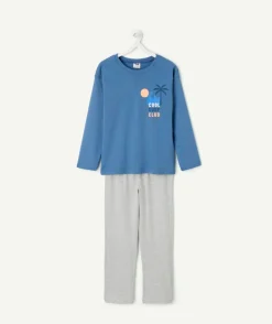 Pyjama coton garçon imprimé bleu