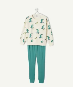 Pyjama coton garçon imprimé vert