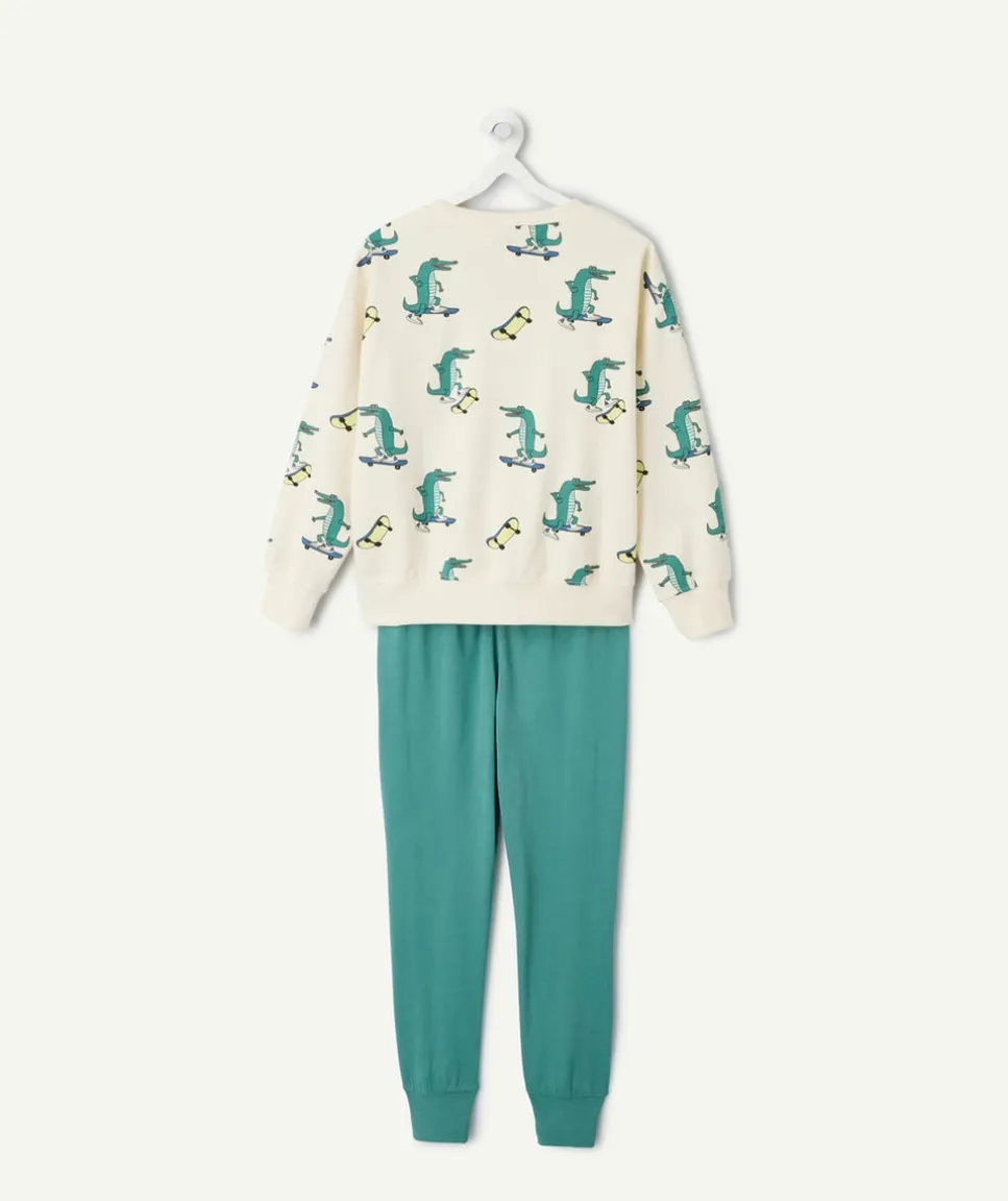 Pyjama coton garçon imprimé vert