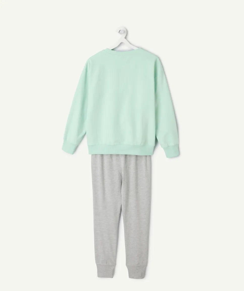 Pyjama coton garçon vert et gris imprimé