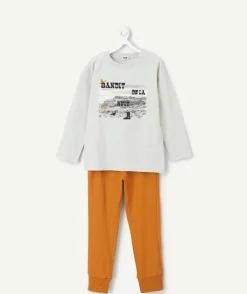 Pyjama coton garçon western gris et orange