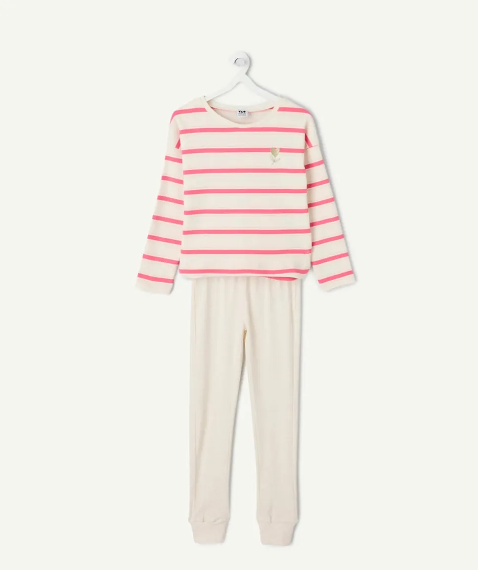 Pyjama coton rayé fille blanc