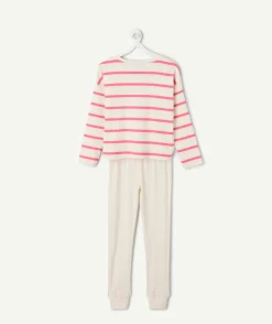 Pyjama coton rayé fille blanc
