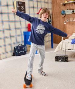 Pyjama coton skate garçon coton bleu gris