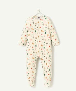 Pyjama écru avec motifs de noël pour bébé fille