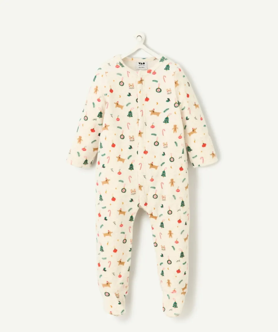 Pyjama écru avec motifs de noël pour bébé fille