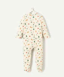 Pyjama écru avec motifs de noël pour bébé fille