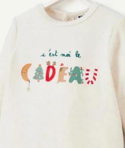 Pyjama de noël pour bébé garçon effet velours avec écriture