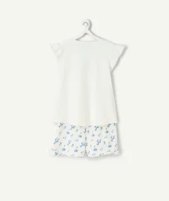 Pyjama deux pièces fille coton blanc