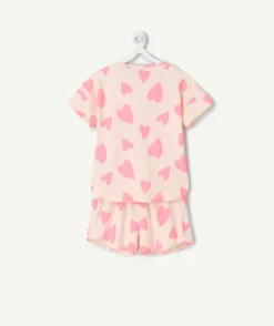 Pyjama deux pièces fille coton imprimé rose