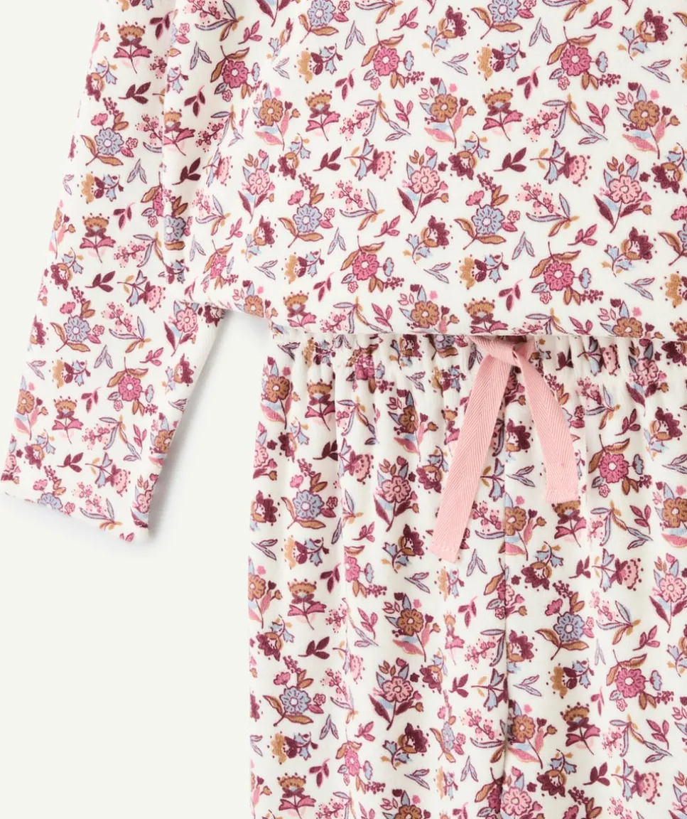 Pyjama effet velours fille imprimé floral