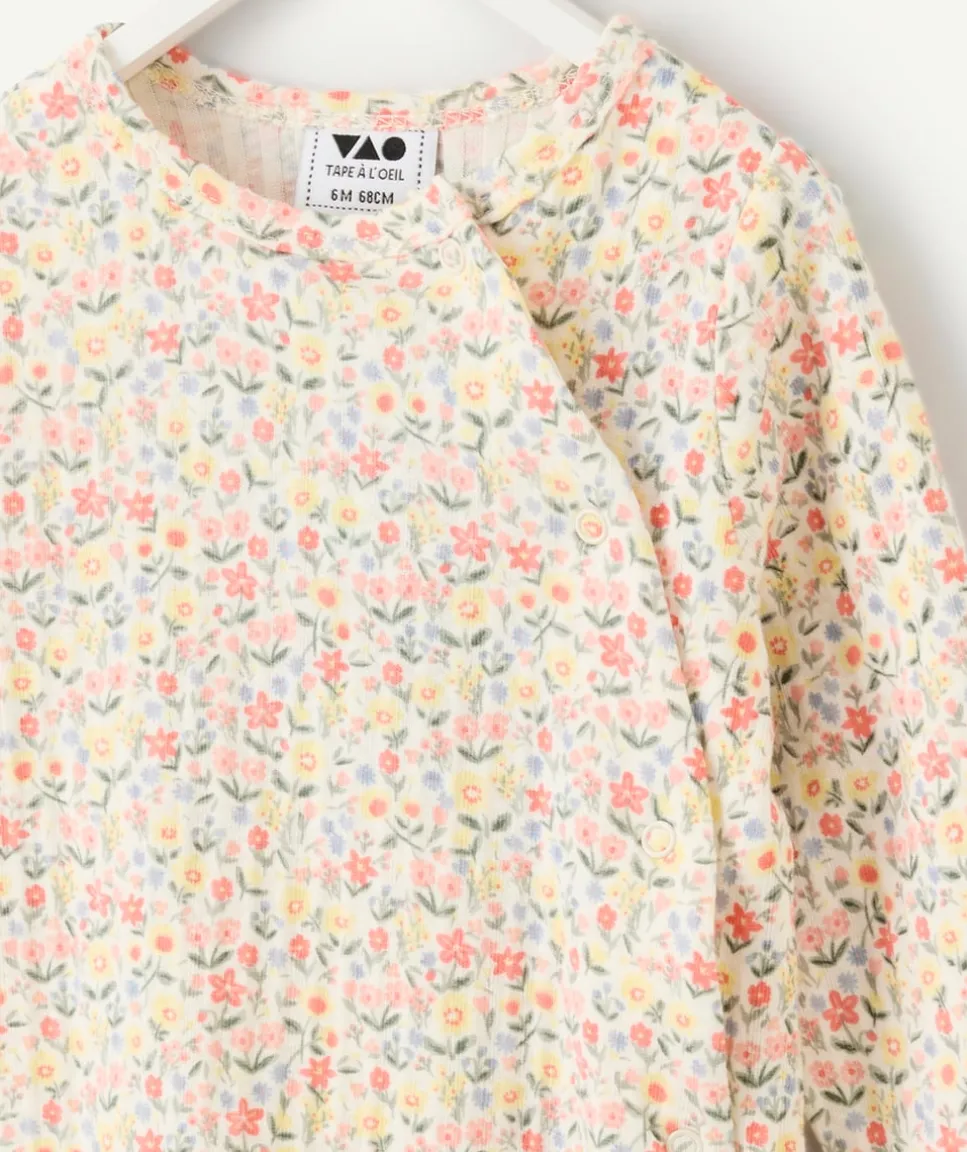 Pyjama en coton bébé fille imprimé fleurs