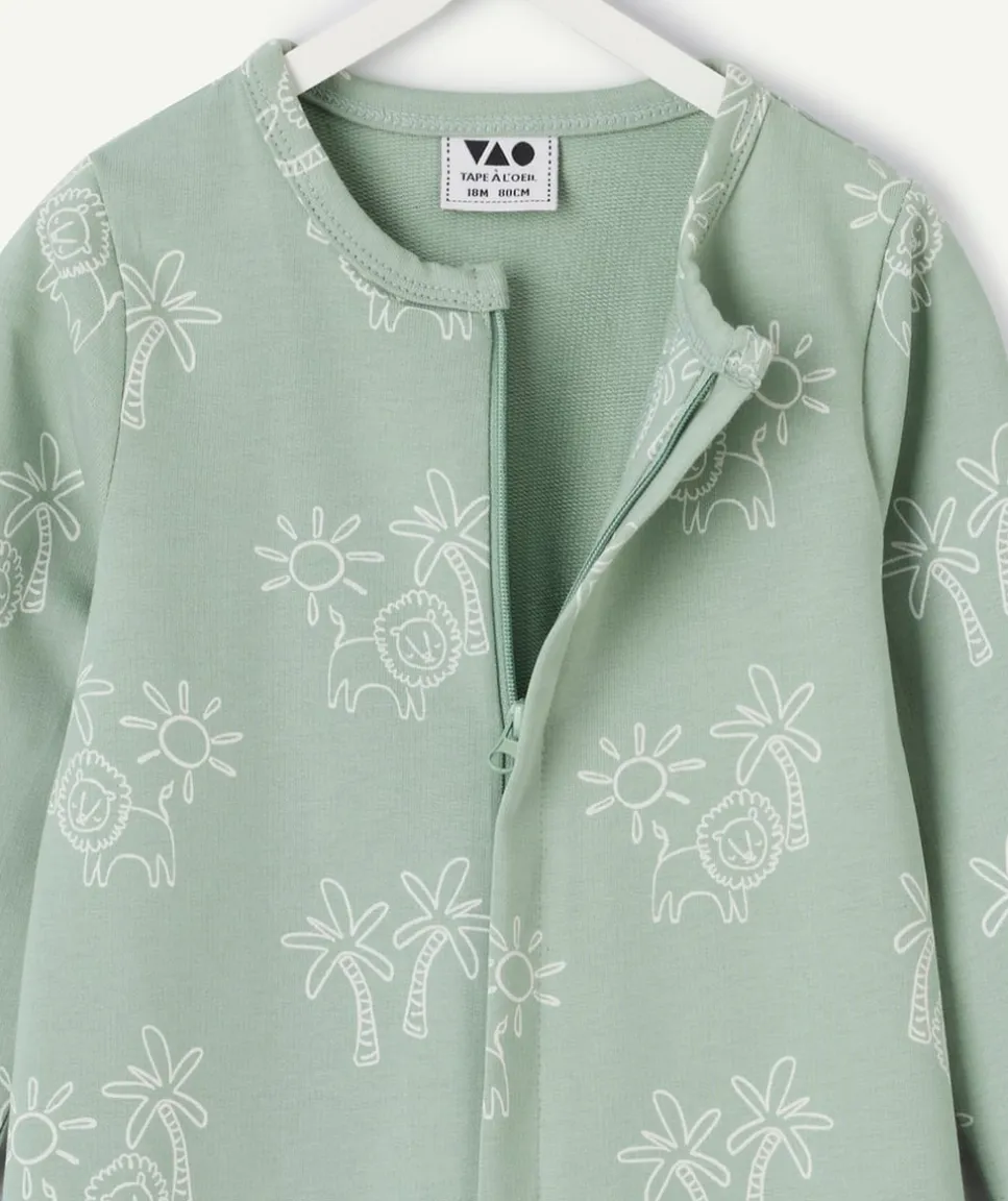 Pyjama en coton bébé garçon vert imprimé