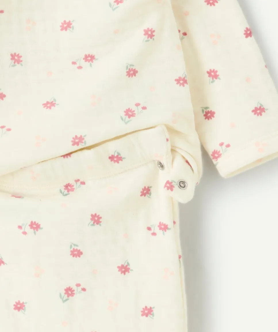 Pyjama en coton naissance imprimé fleuri