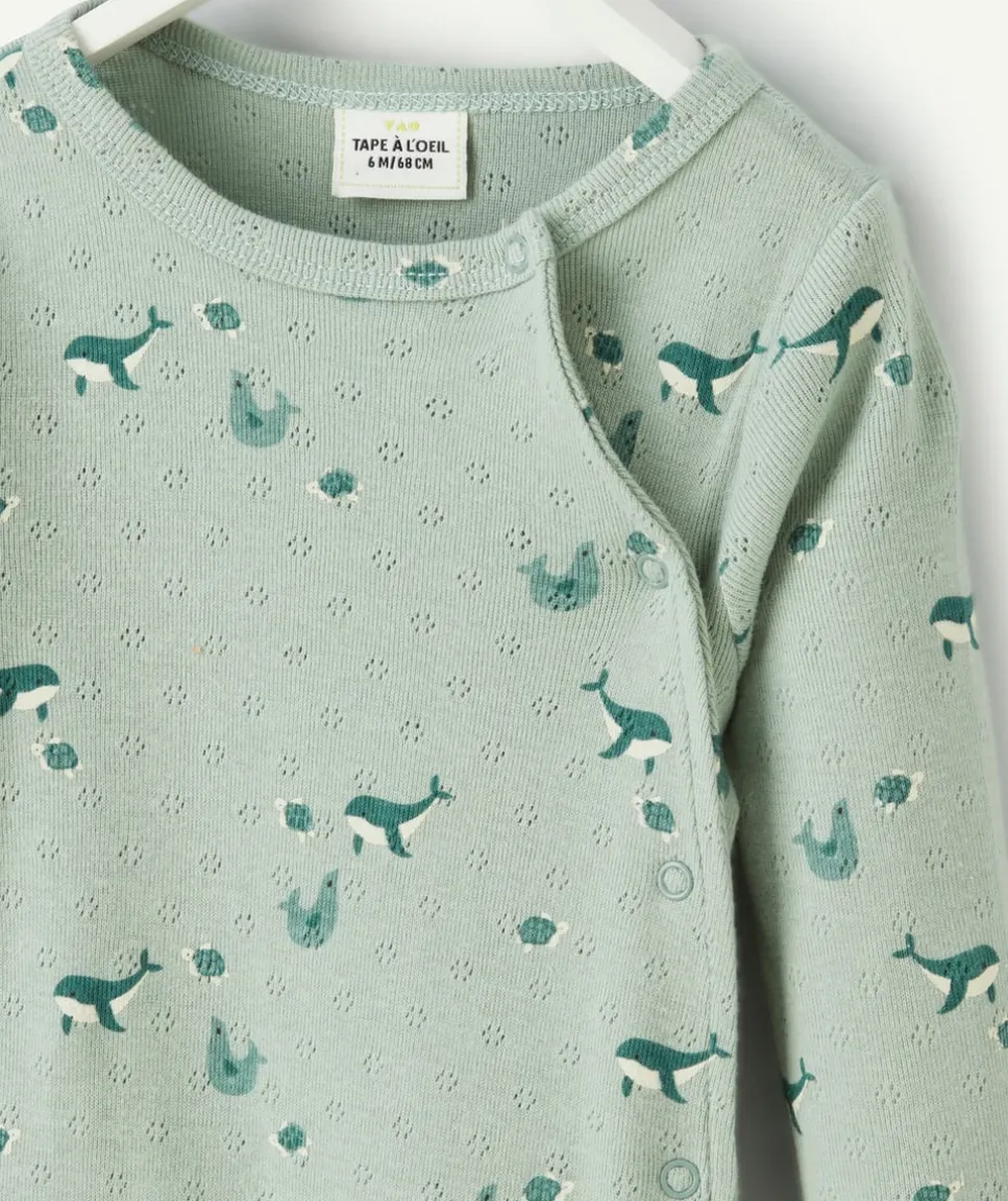 Pyjama en coton vert avec imprimé marin