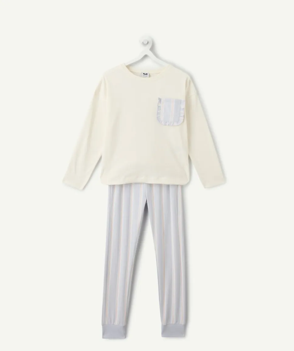 Pyjama fille rayé poche volantée
