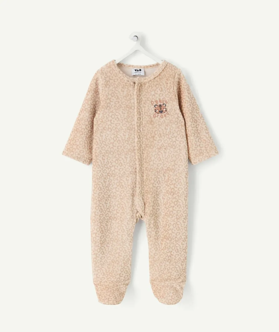 Pyjama garçon chaud en velours imprimé avec zip