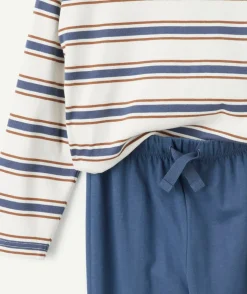 Pyjama garçon rayé coton bleu