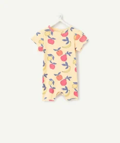 Pyjama léger bébé fille en coton bio jaune imprimé fruit