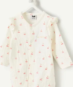 Pyjama léger en coton bébé fille blanc imprimé cerises
