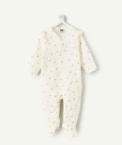 Pyjama léger en coton bébé fille blanc imprimé cerises
