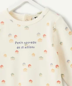 Pyjama léger naissance garçon écru imprimé