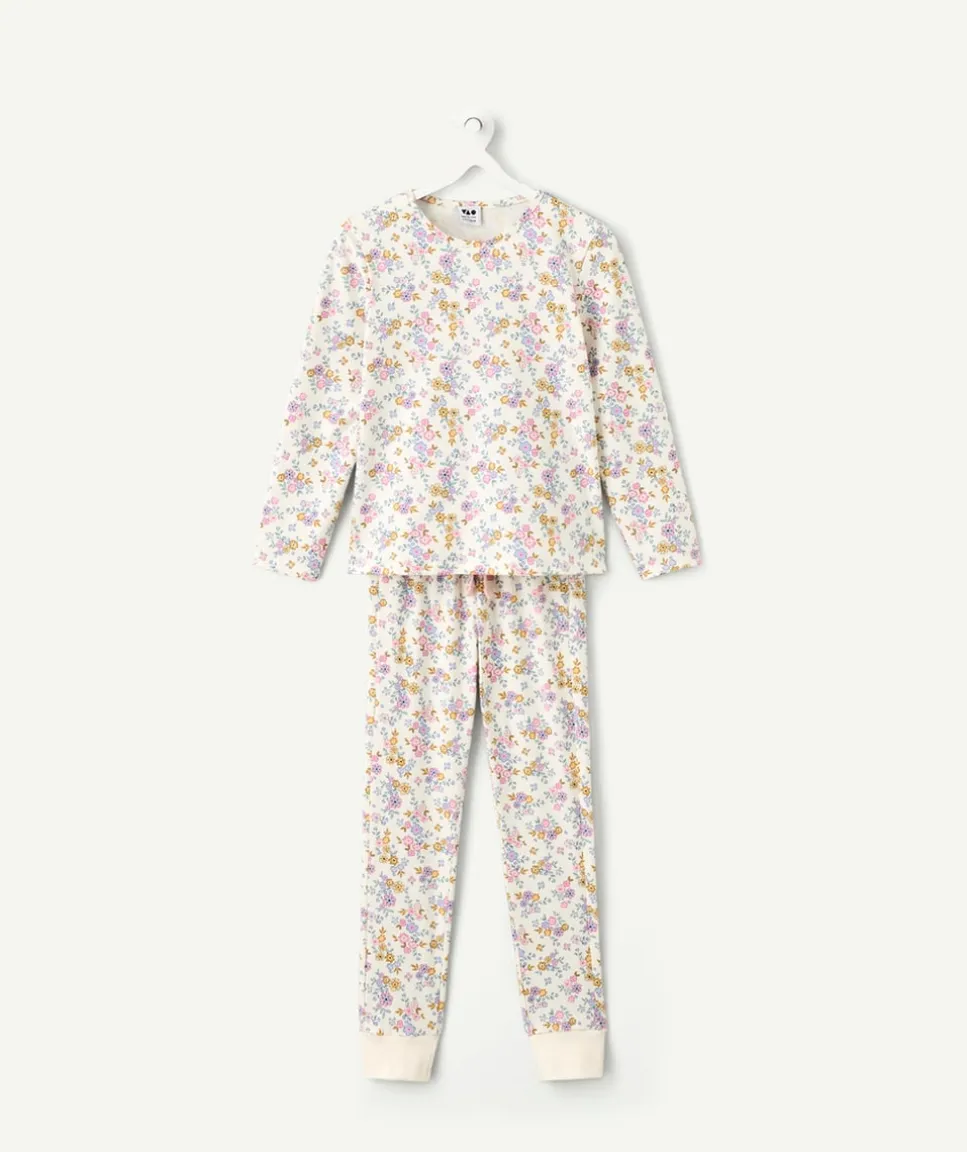 Pyjama long en coton pour fille imprimé fleuri