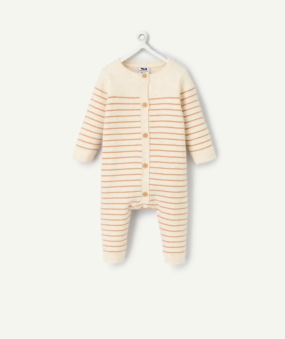 Pyjama naissance rayé beige boutons