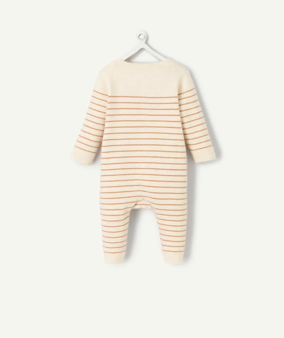 Pyjama naissance rayé beige boutons
