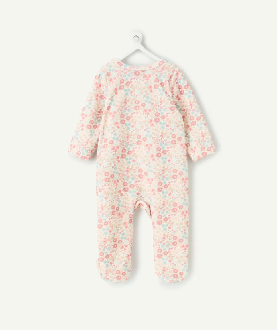 Pyjama velours bébé imprimé fleuri zip