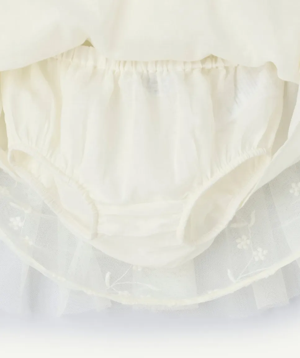 Robe avec bloomer bébé fille blanche broderies