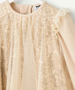 Robe bébé fille couleur dorée avec sequins