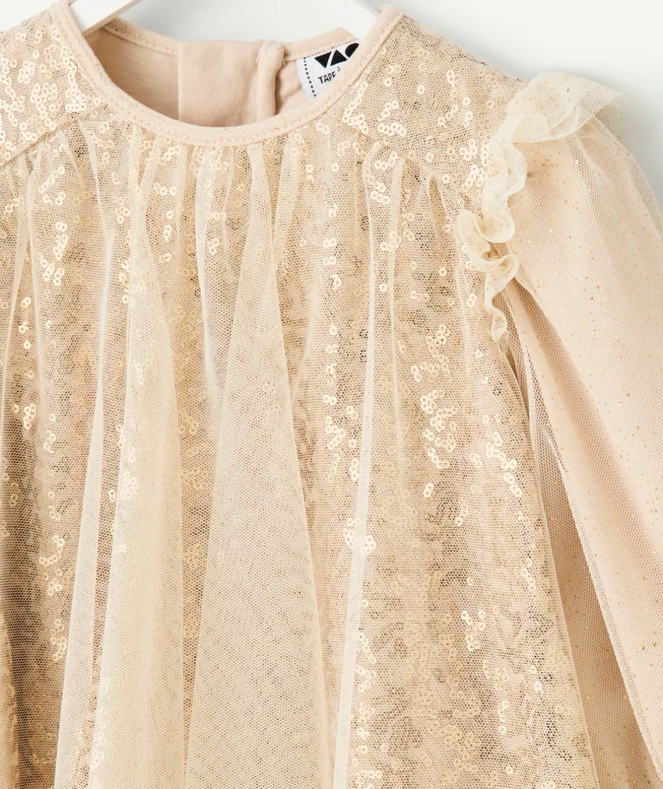 Robe bébé fille couleur dorée avec sequins