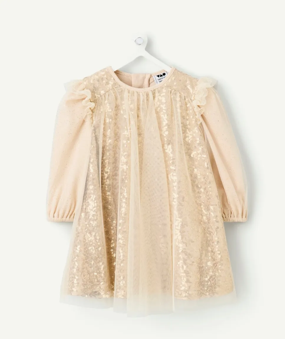 Robe bébé fille couleur dorée avec sequins