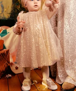 Robe bébé fille couleur dorée avec sequins