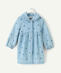 Robe bébé fille denim imprimé coeurs
