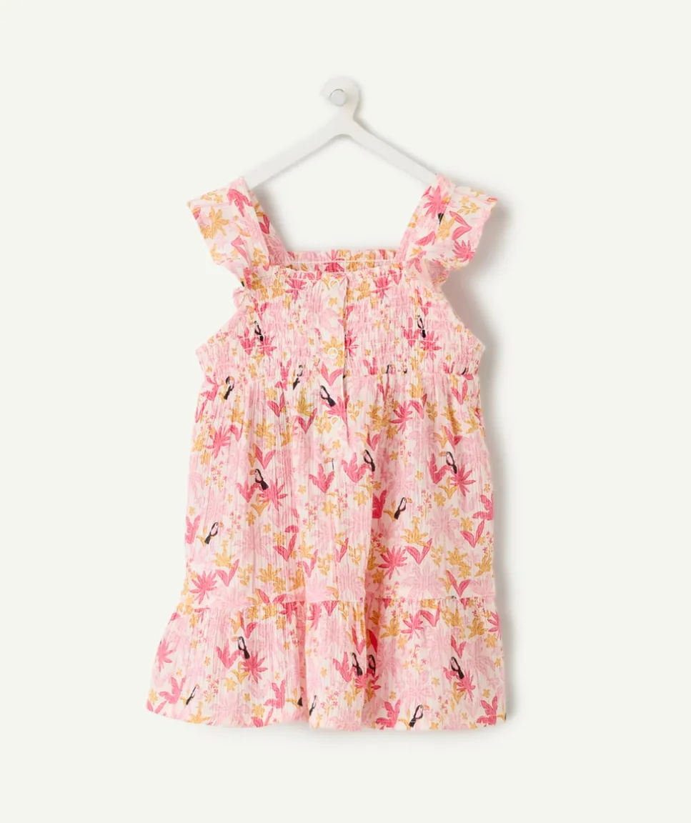 Robe bébé fille rose imprimée fleurs