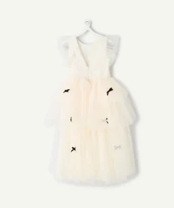 Robe créateur 2025 en tulle blanc avec nœuds pour fille